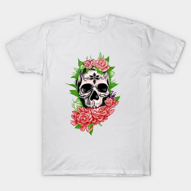 Skull and flower T-Shirt by Dope_Design